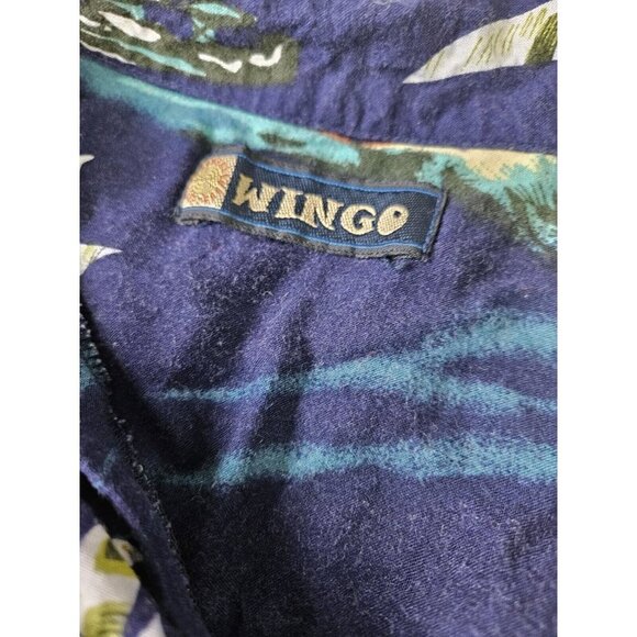 Men's Size M Wingo Hawaiian Button Shirt Short Sleeve Palm Trees Aloha - Picture 5 of 8